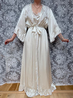 Vintage Satin Negligee & Bell Sleeve Gown Set