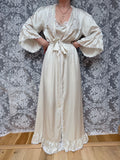 Vintage Satin Negligee & Bell Sleeve Gown Set