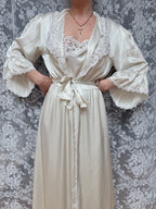 Vintage Satin Negligee & Bell Sleeve Gown Set