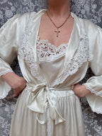 Vintage Satin Negligee & Bell Sleeve Gown Set