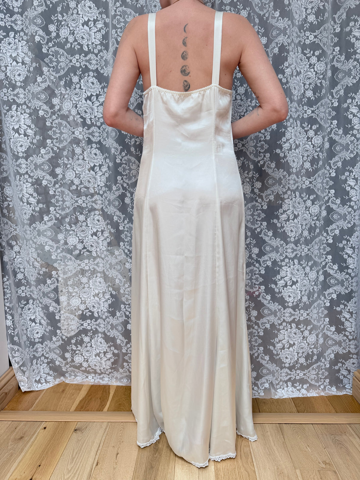 Vintage Satin Negligee & Bell Sleeve Gown Set
