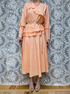 Vintage 1930s Handmade Peach Ruffled Day Dress