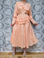 Vintage 1930s Handmade Peach Ruffled Day Dress
