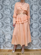 Vintage 1930s Handmade Peach Ruffled Day Dress