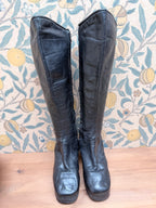 Authentic 1960s/70s Classic Black Genuine Leather Go-Go Boots