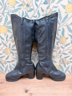 Authentic 1960s/70s Classic Black Genuine Leather Go-Go Boots