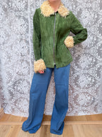 Vintage 1970s Green Sheepskin Afghan Penny Lane Coat