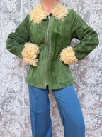 Vintage 1970s Green Sheepskin Afghan Penny Lane Coat