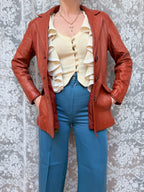 Vintage 1970s Red Leather Women's Jacket
