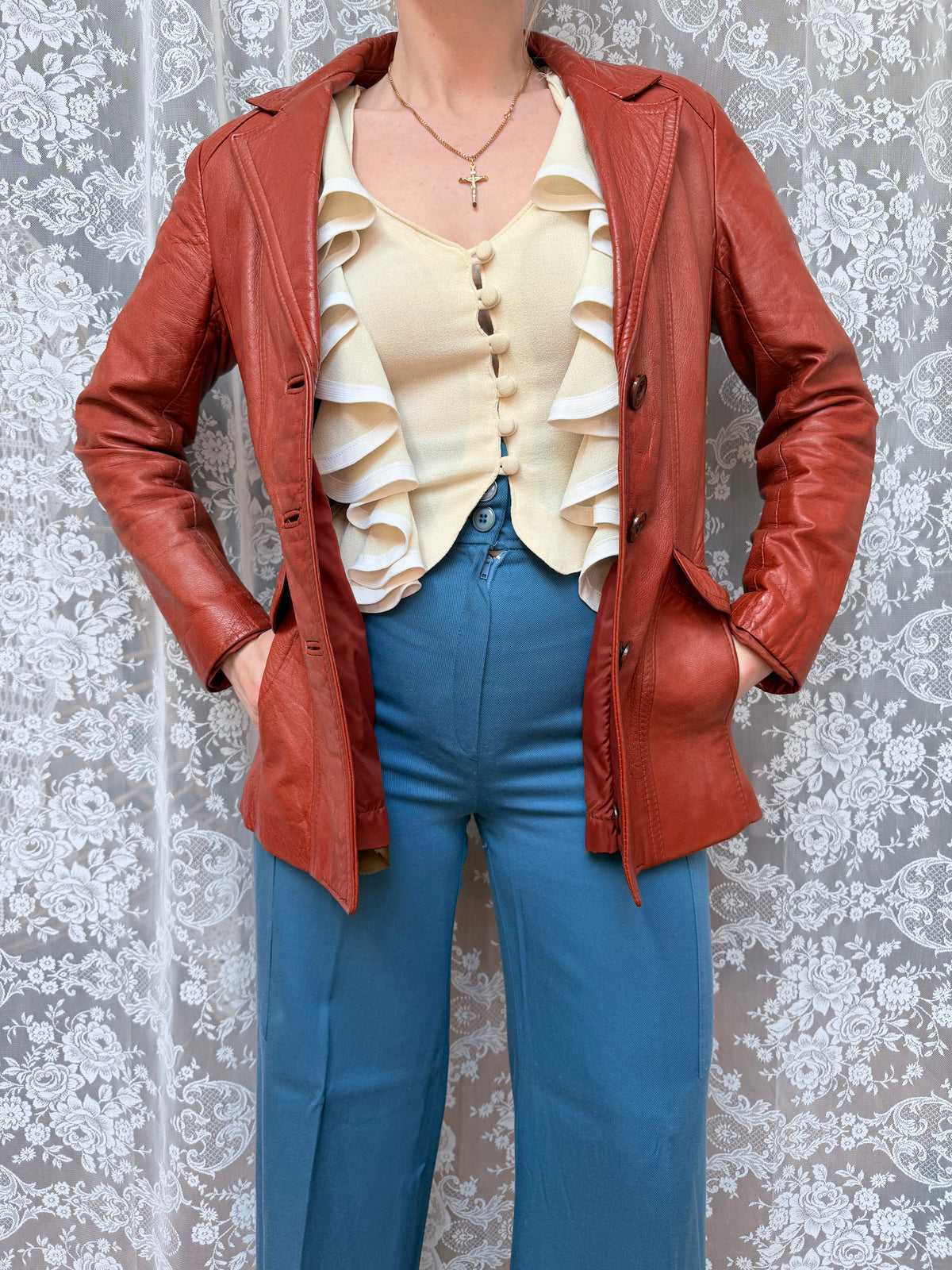 Vintage 1970s Red Leather Women's Jacket