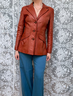 Vintage 1970s Red Leather Women's Jacket