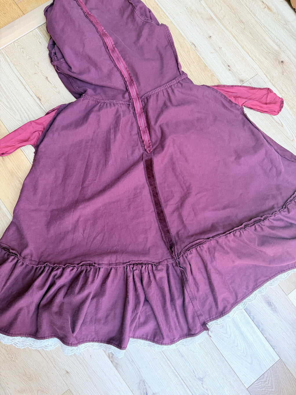 Vintage 1970s Gunne Sax Burgundy Velvet Prairie Dress
