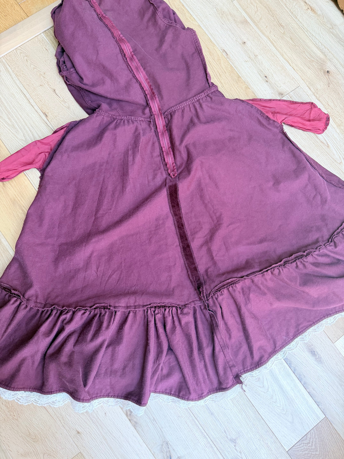 Vintage 1970s Gunne Sax Burgundy Velvet Prairie Dress