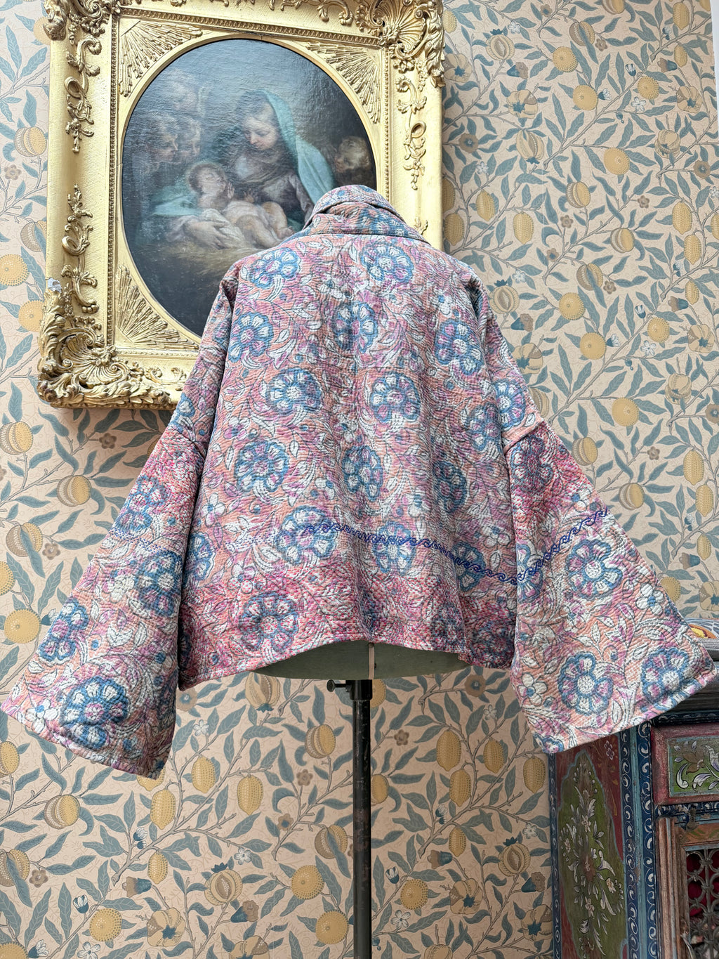 Vintage Cotton Bell Sleeve Kantha Jacket | Woodstock #2