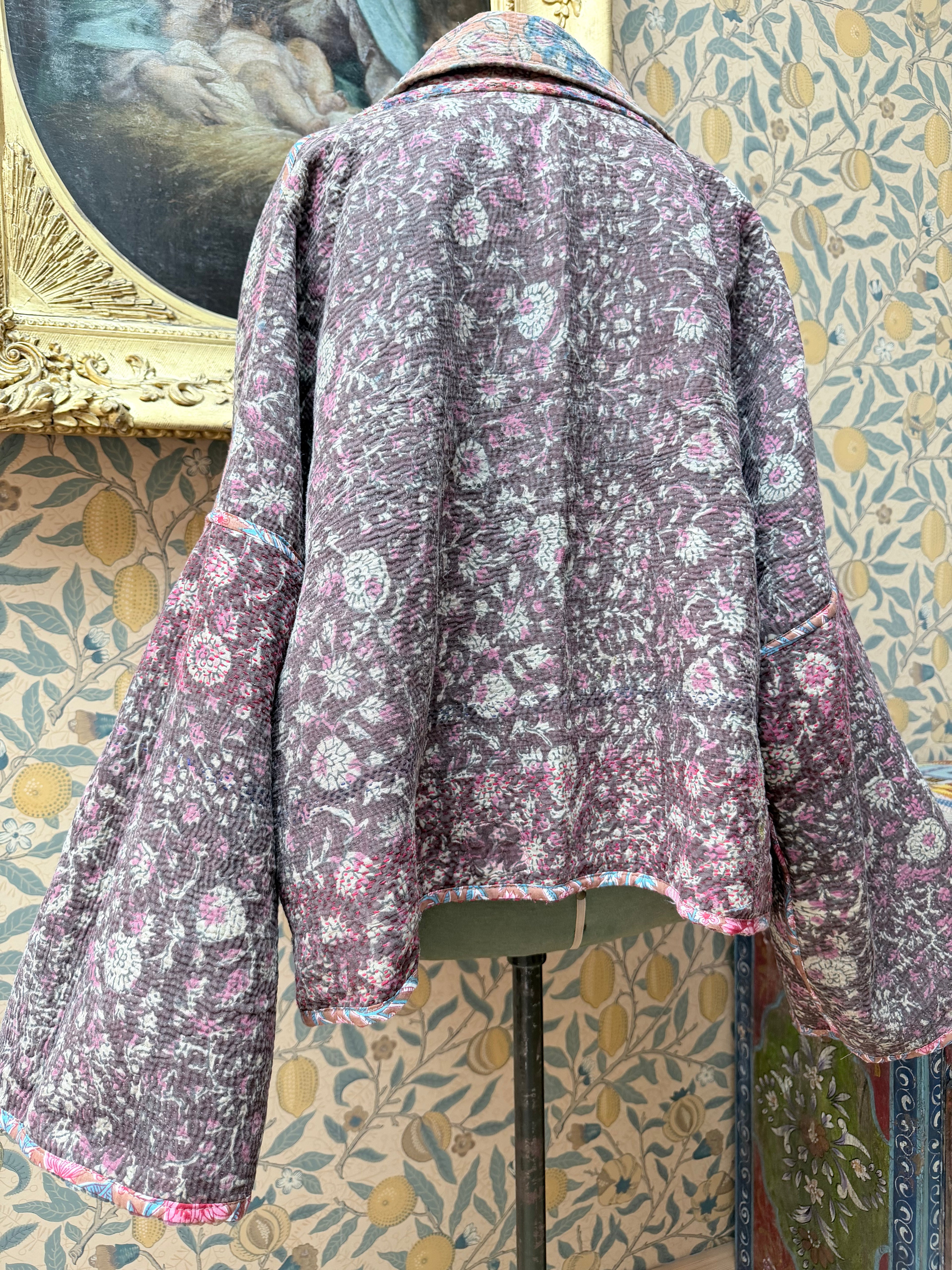 Vintage Cotton Bell Sleeve Kantha Jacket | Woodstock #2