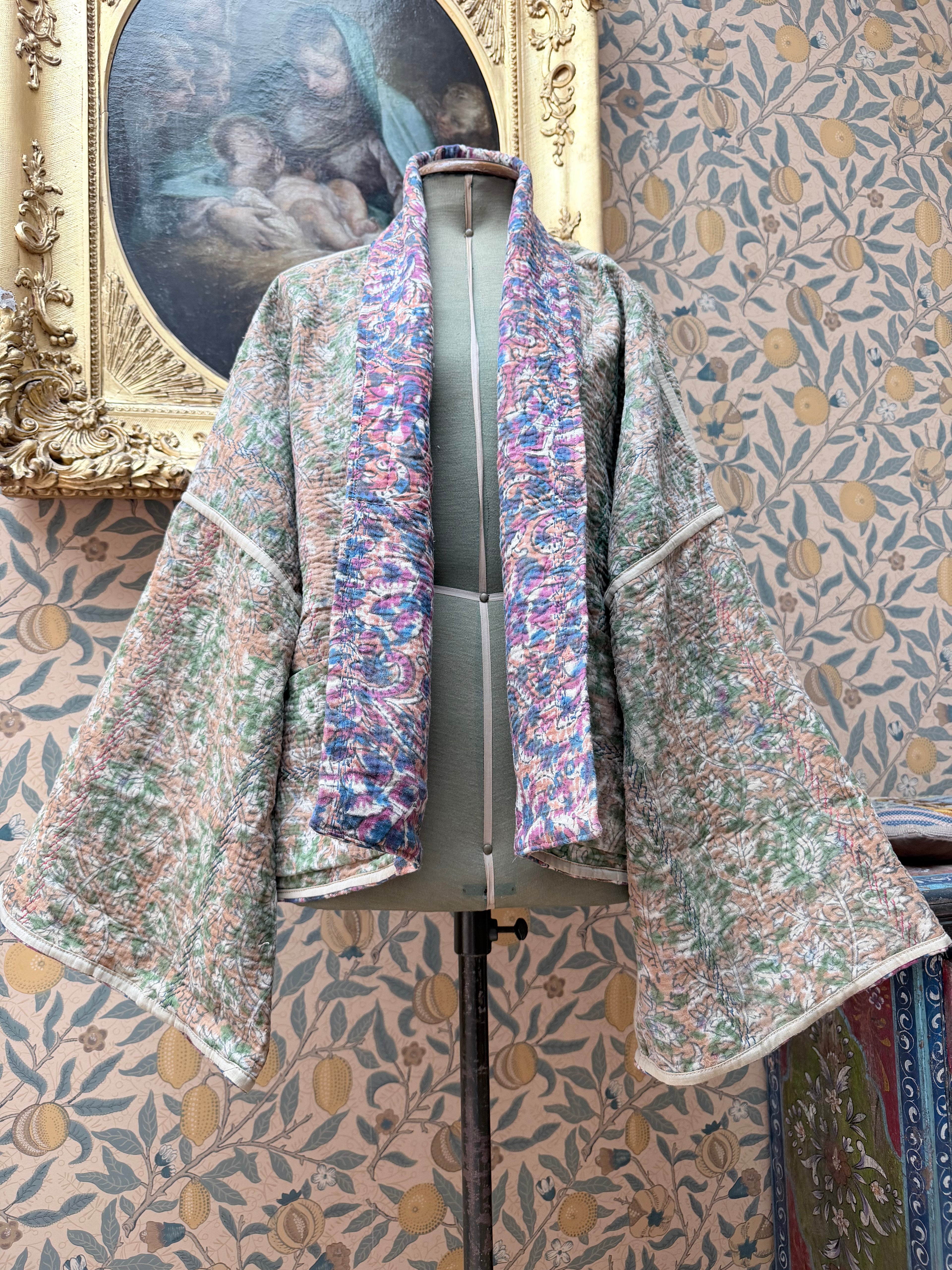 Vintage Cotton Bell Sleeve Kantha Jacket | Woodstock #3
