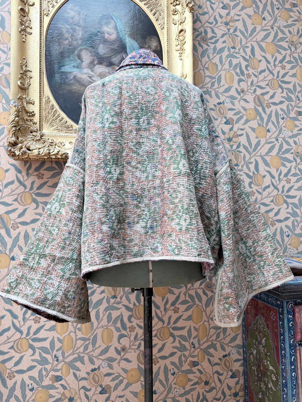 Vintage Cotton Bell Sleeve Kantha Jacket | Woodstock #3