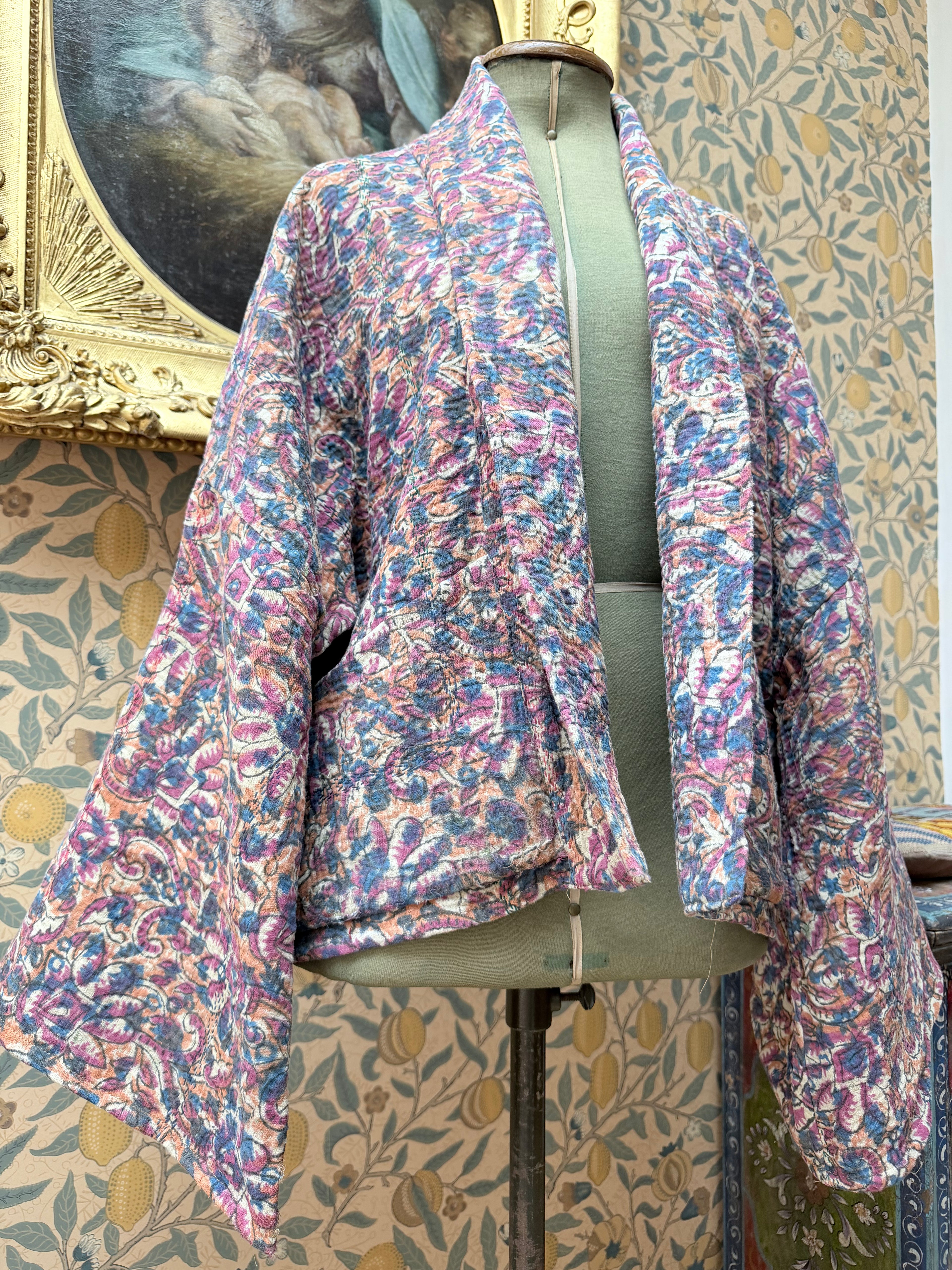 Vintage Cotton Bell Sleeve Kantha Jacket | Woodstock #3