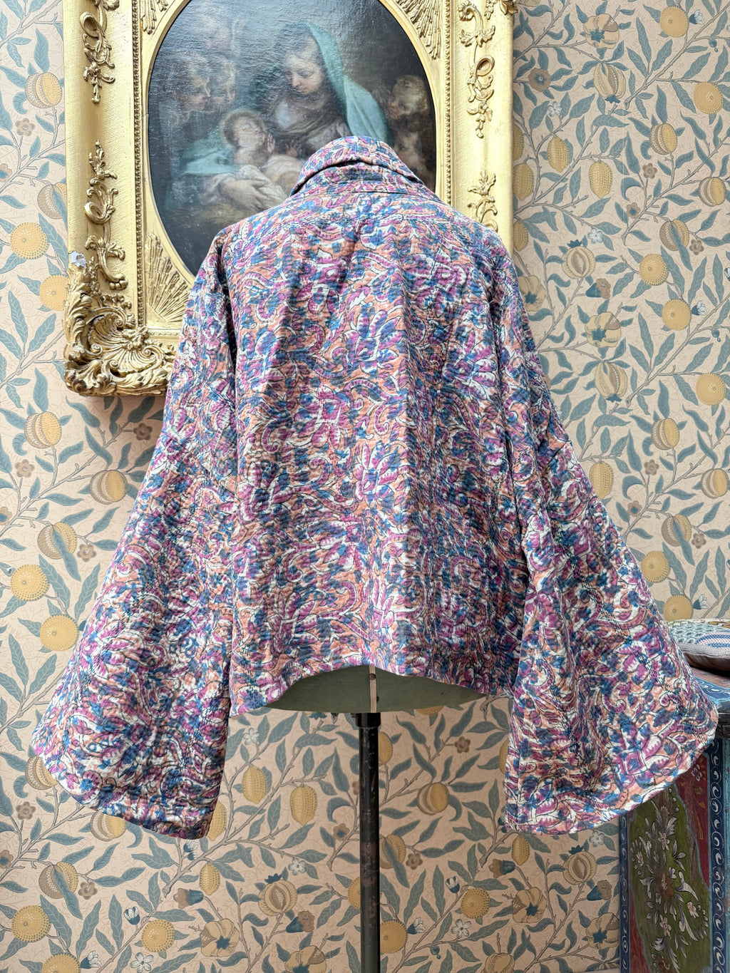 Vintage Cotton Bell Sleeve Kantha Jacket | Woodstock #3