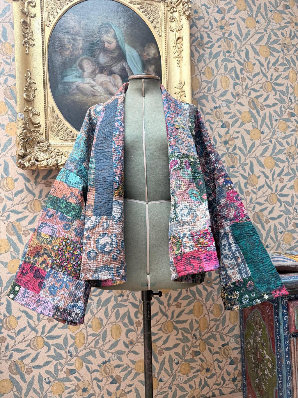 Vintage Cotton Bell Sleeve Kantha Jacket | Woodstock #4