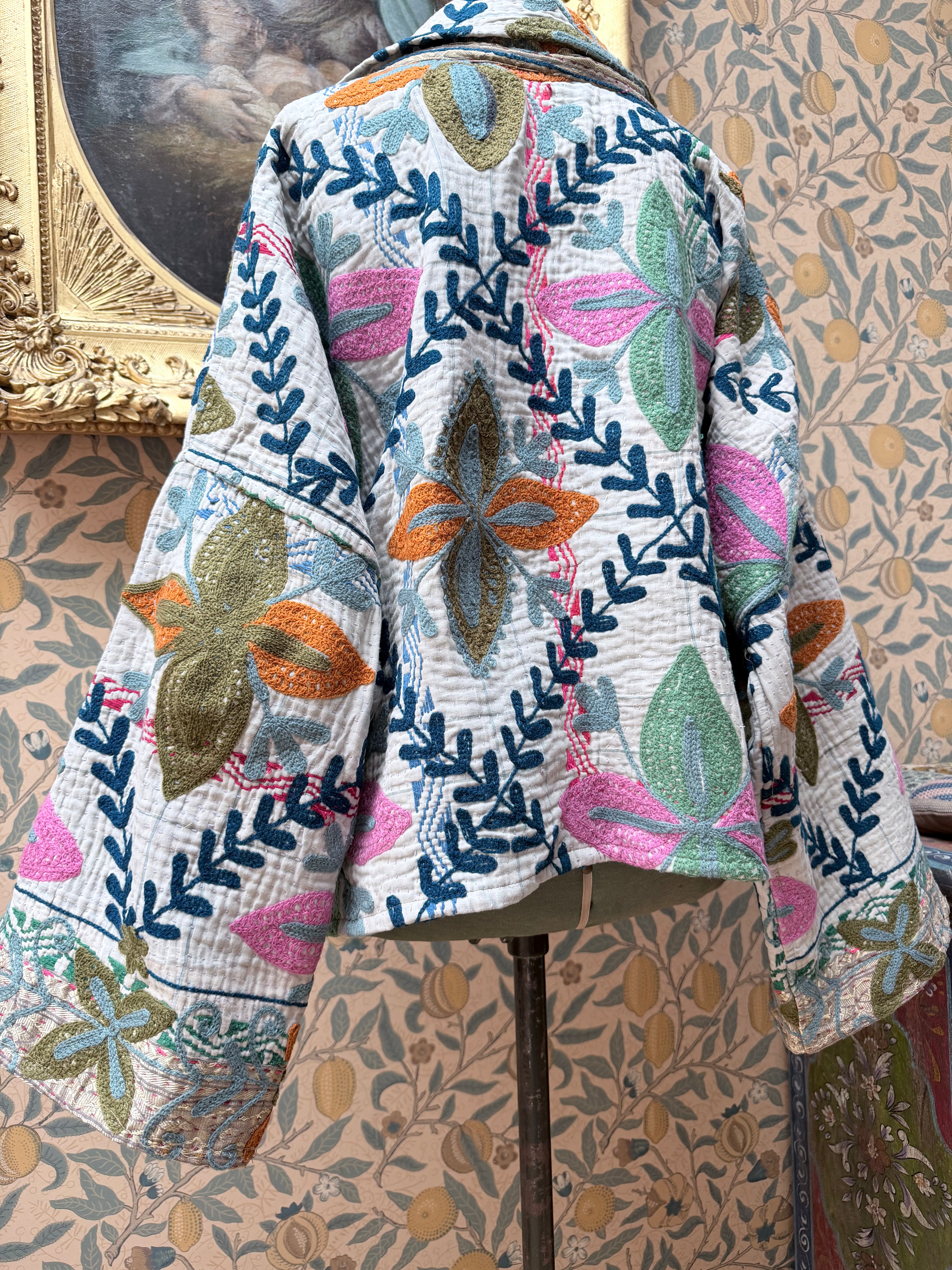 Vintage Cotton Bell Sleeve Kantha Jacket | Woodstock #5