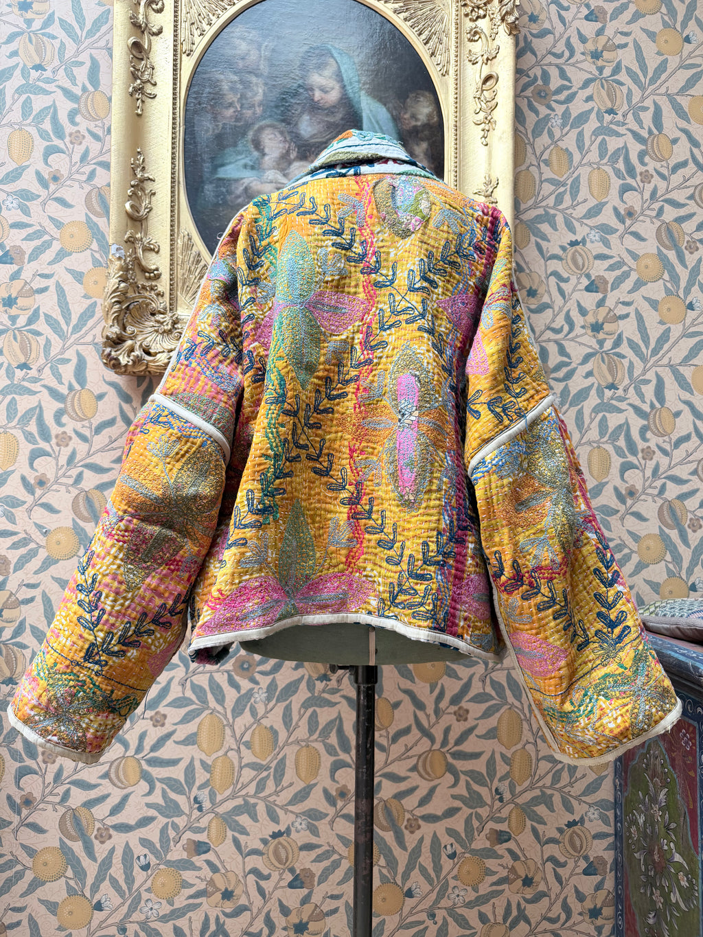 Vintage Cotton Bell Sleeve Kantha Jacket | Woodstock #5