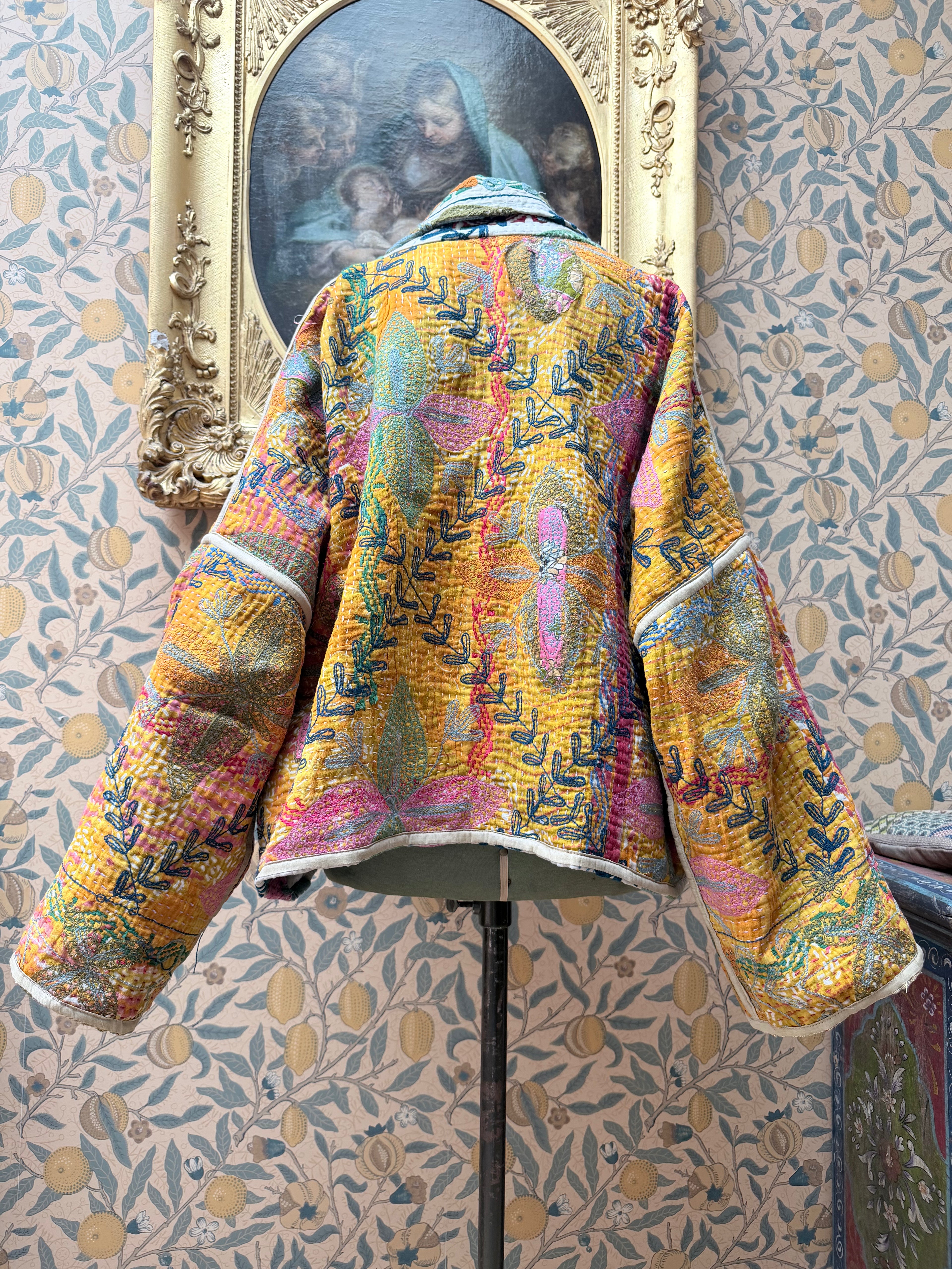 Vintage Cotton Bell Sleeve Kantha Jacket | Woodstock #5