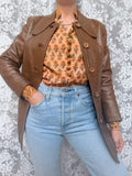 Vintage 1970s Made in England Brown Leather Jacket