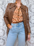 Vintage 1970s Made in England Brown Leather Jacket