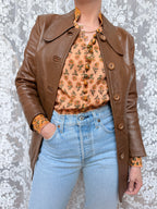 Vintage 1970s Made in England Brown Leather Jacket