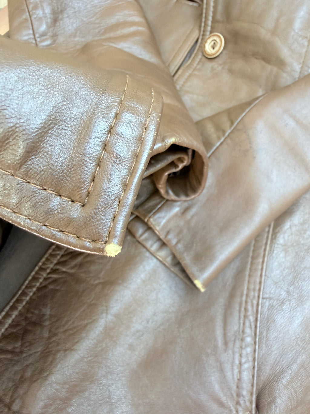 Vintage 1970s Made in England Brown Leather Jacket