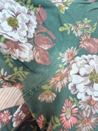 Rare Vintage 1970s Green Floral Prairie Handmade Dress