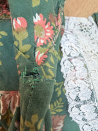 Rare Vintage 1970s Green Floral Prairie Handmade Dress