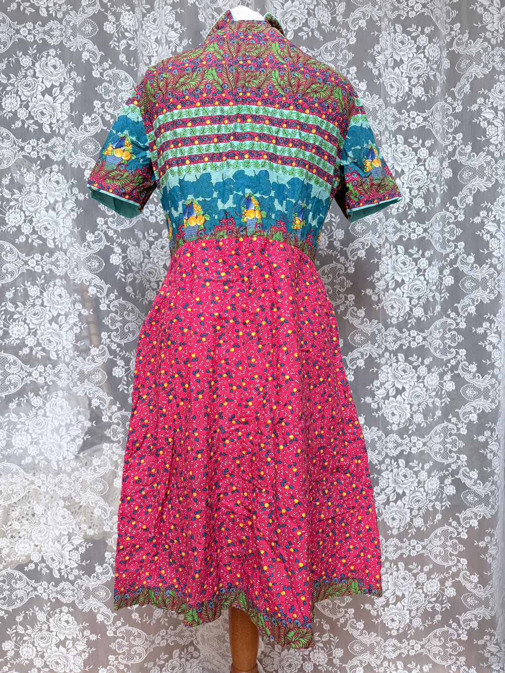 Vintage 1970s Chateau D’Este Fruit Print Cotton Dress