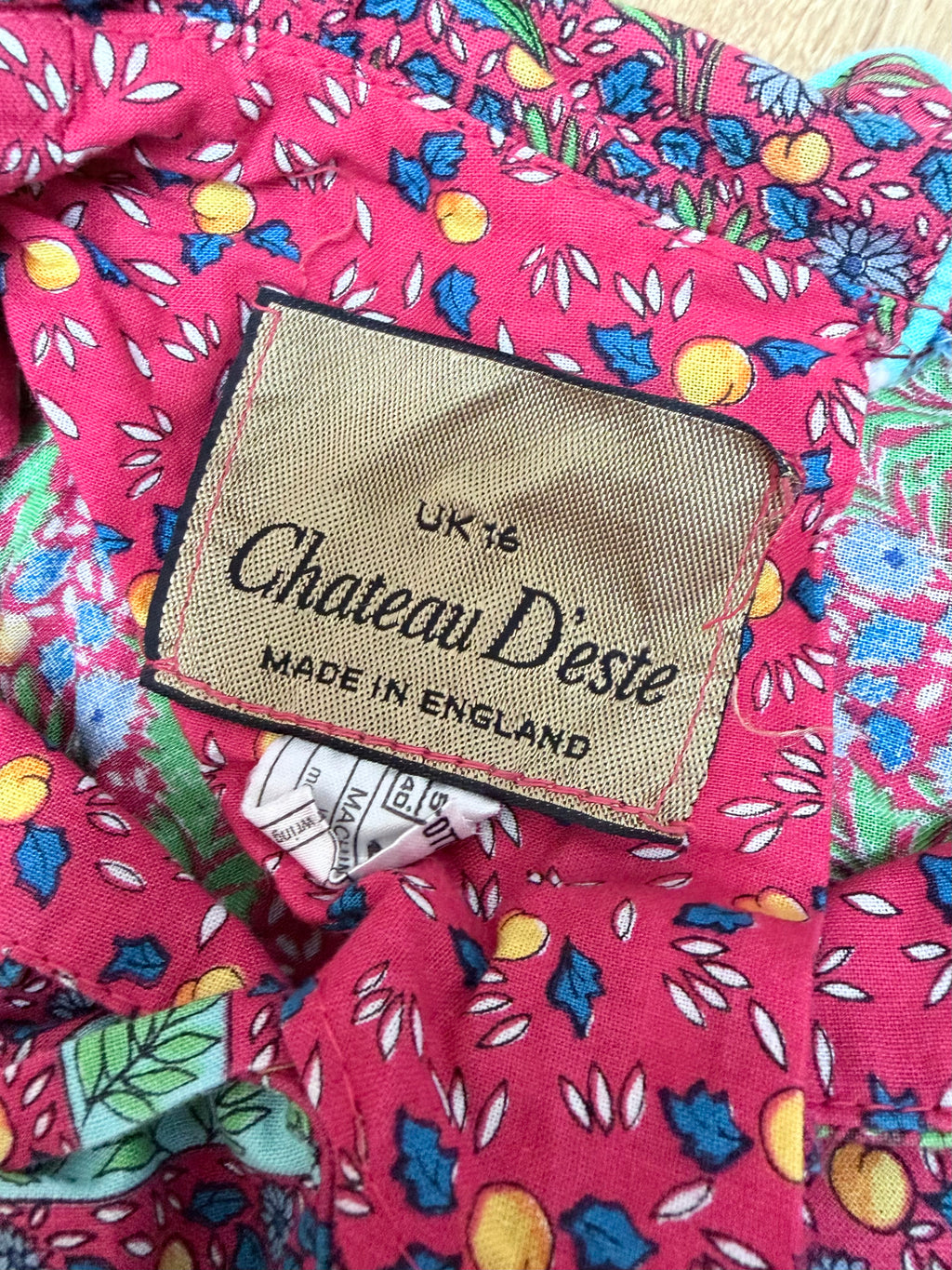 Vintage 1970s Chateau D’Este Fruit Print Cotton Dress