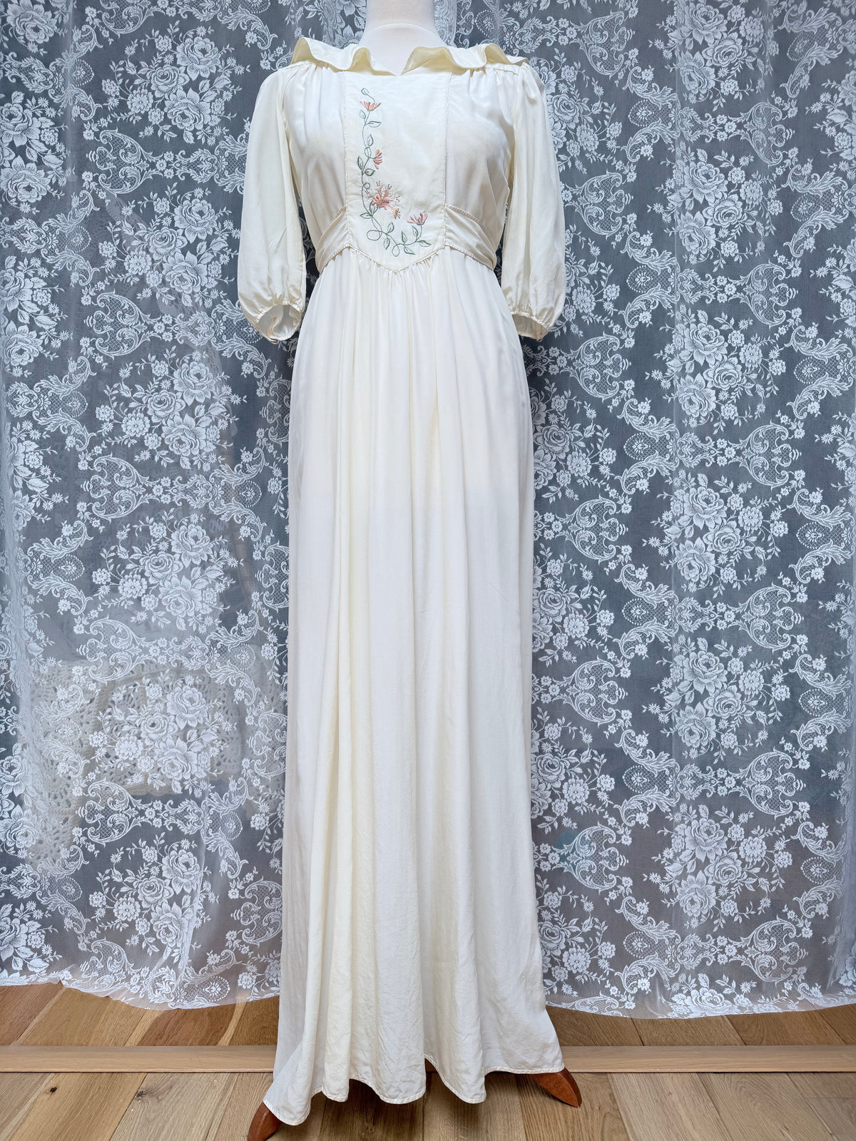 Vintage 1970s Anna Belinda Oxford Silk Wedding Dress