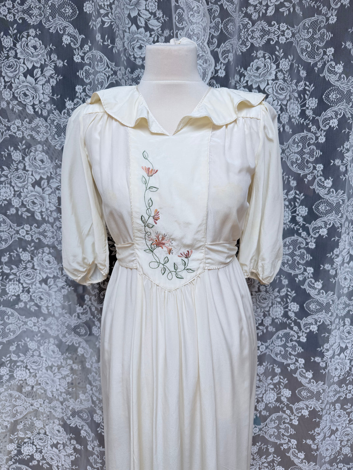 Vintage 1970s Anna Belinda Oxford Silk Wedding Dress