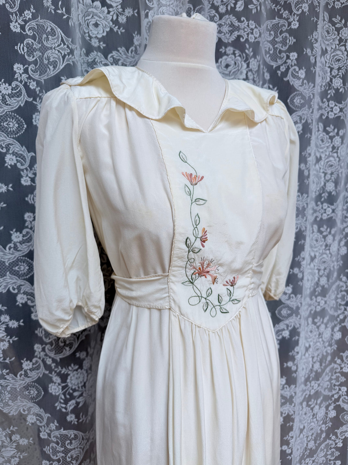 Vintage 1970s Anna Belinda Oxford Silk Wedding Dress
