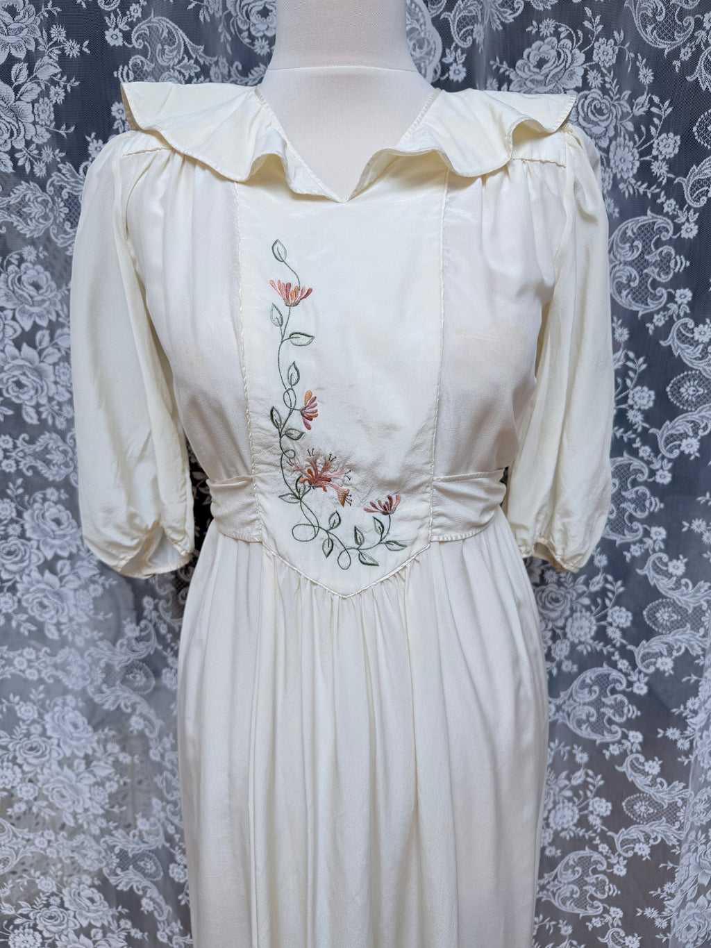 Vintage 1970s Anna Belinda Oxford Silk Wedding Dress