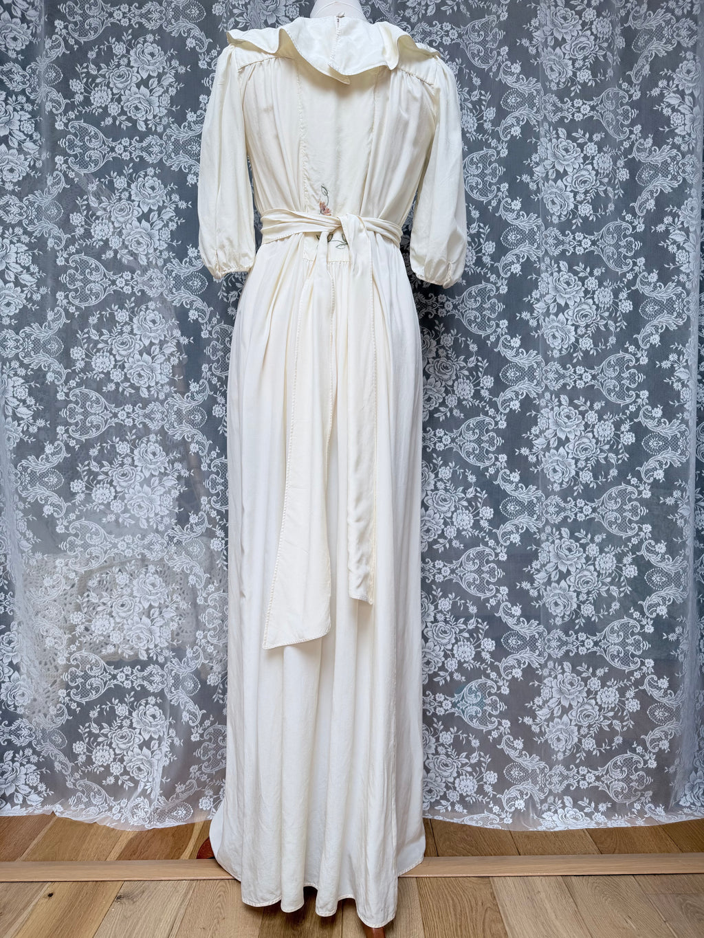 Vintage 1970s Anna Belinda Oxford Silk Wedding Dress