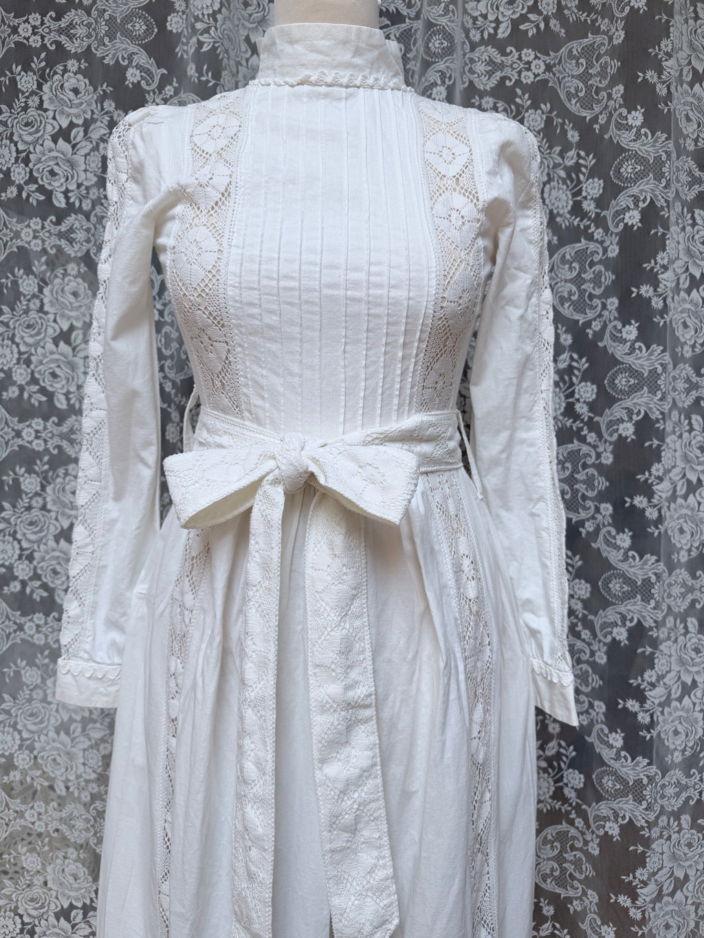 1970s Laura Ashley Edwardian Prairie Wedding Dress