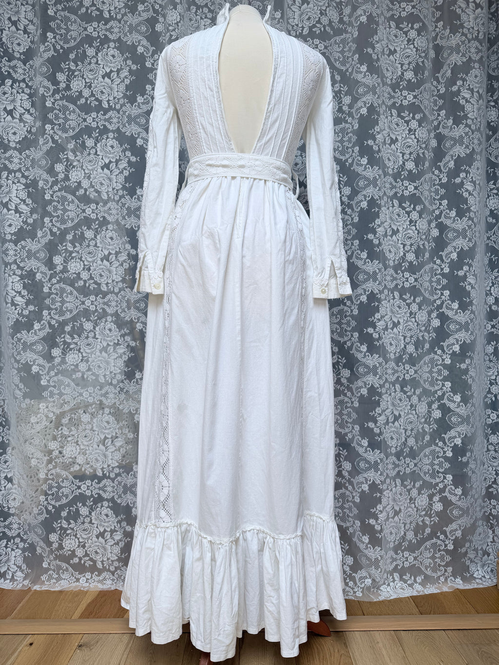 1970s Laura Ashley Edwardian Prairie Wedding Dress