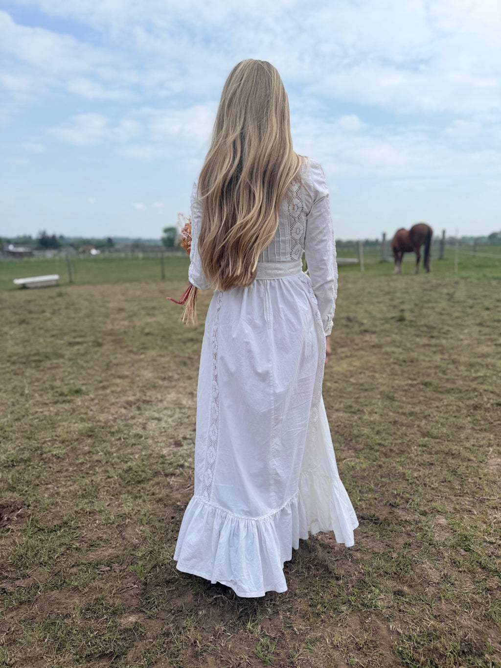 1970s Laura Ashley Edwardian Prairie Wedding Dress