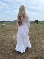 1970s Laura Ashley Edwardian Prairie Wedding Dress
