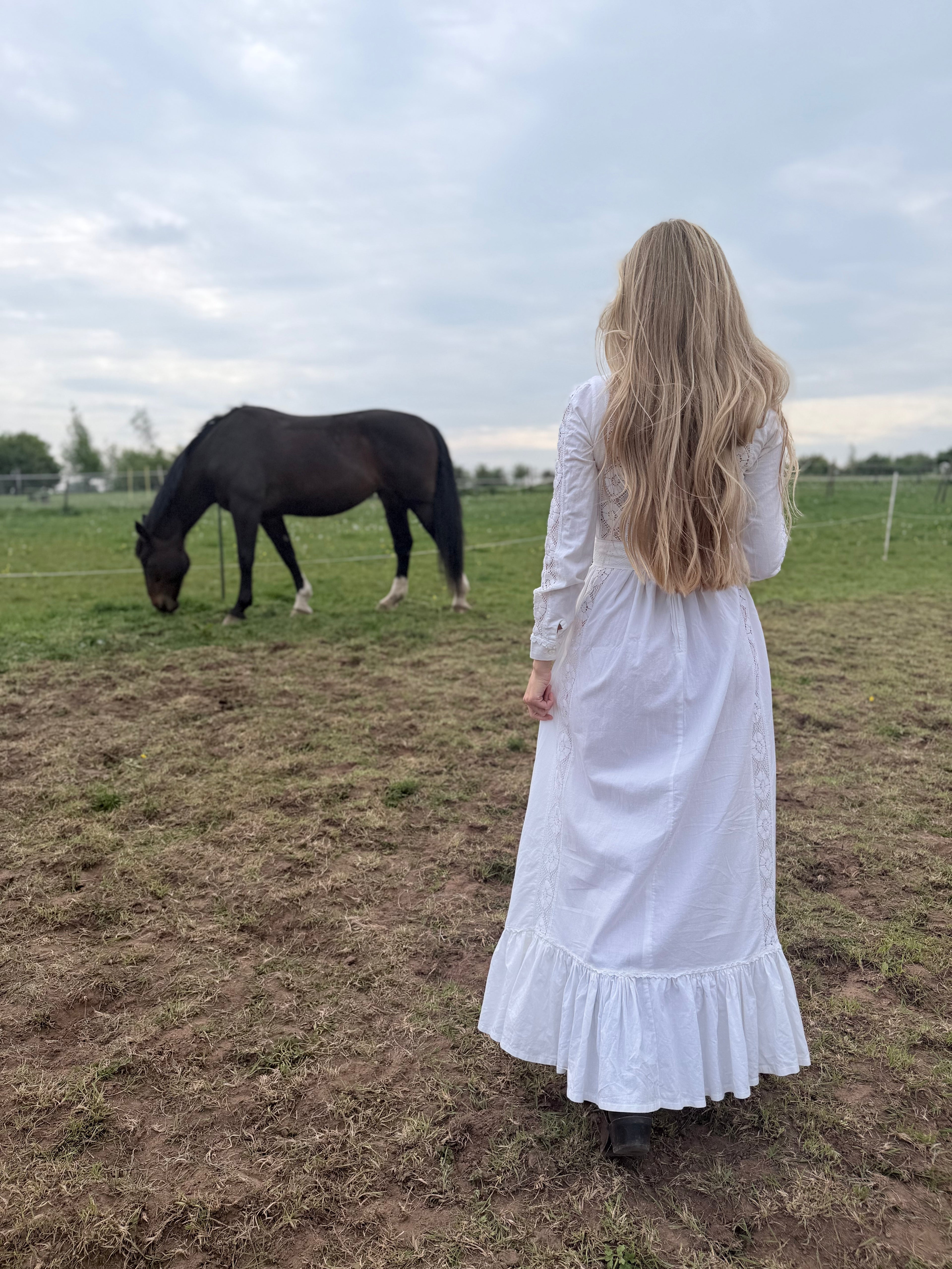 1970s Laura Ashley Edwardian Prairie Wedding Dress