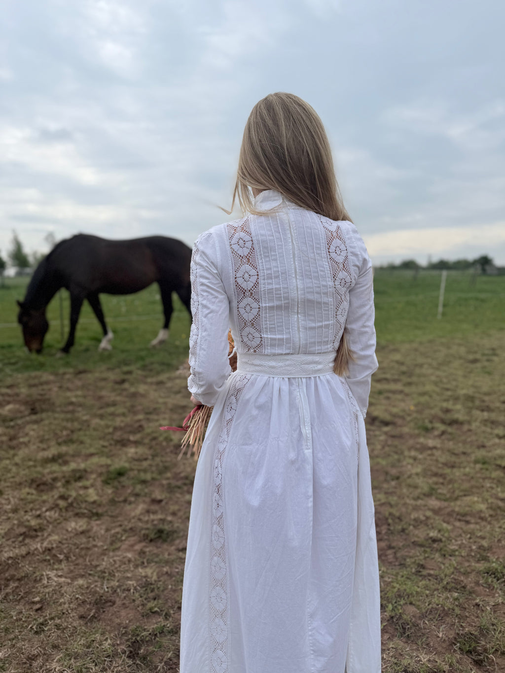 1970s Laura Ashley Edwardian Prairie Wedding Dress