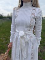 1970s Laura Ashley Edwardian Prairie Wedding Dress