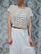 Vintage 1970s Crochet Cream Crop Top
