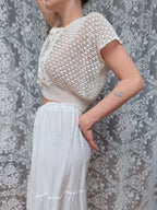 Vintage 1970s Crochet Cream Crop Top