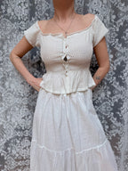 Milk Maid: Antique Peplum Cotton Crop Top